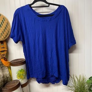 Ava & Viv 2X Royal Blue Short Tie Sleeve Top